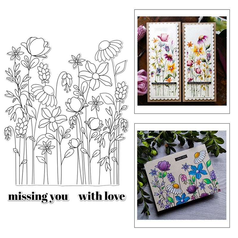 Floral Garden Clear Silicone Stamp for DIY Scrapbooking, Reusable Seal Stamp