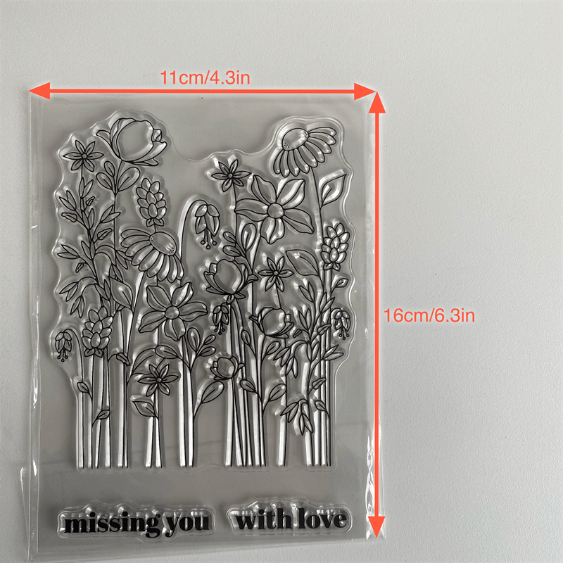Floral Garden Clear Silicone Stamp for DIY Scrapbooking, Reusable Seal Stamp