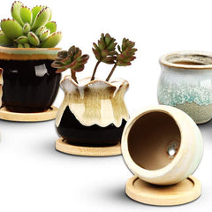 6pcs 6 35 Cm Succulent Pot With Drainage Ceramic Planter Set