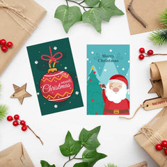 50pcs Mini Thank You Christmas Card with Cute Illustrations