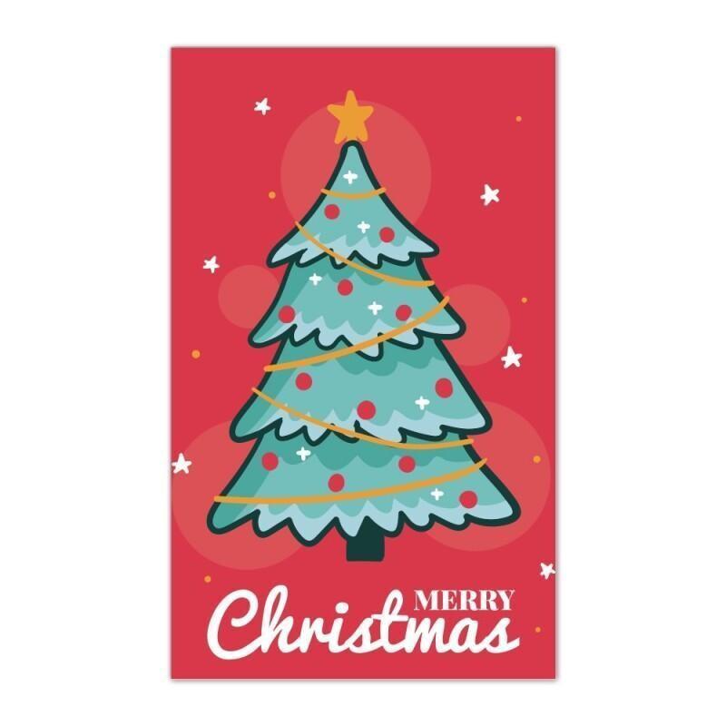 50pcs Mini Thank You Christmas Card with Cute Illustrations