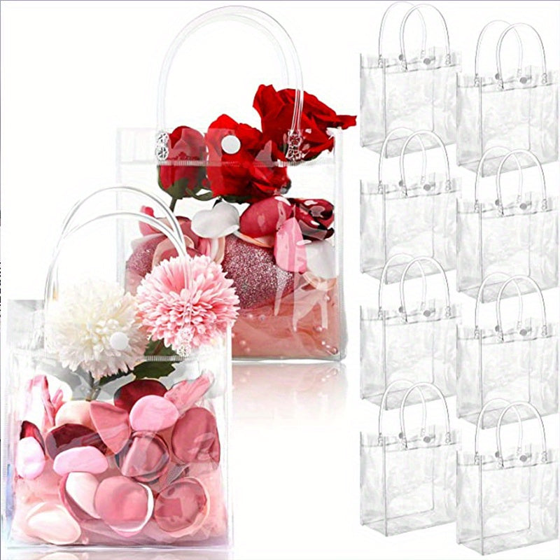 10pcs Reusable Clear PVC Gift Bags With Handles, Various Occasions