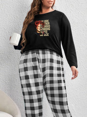  Witch Print Tee & Plaid Pants Lounge Set