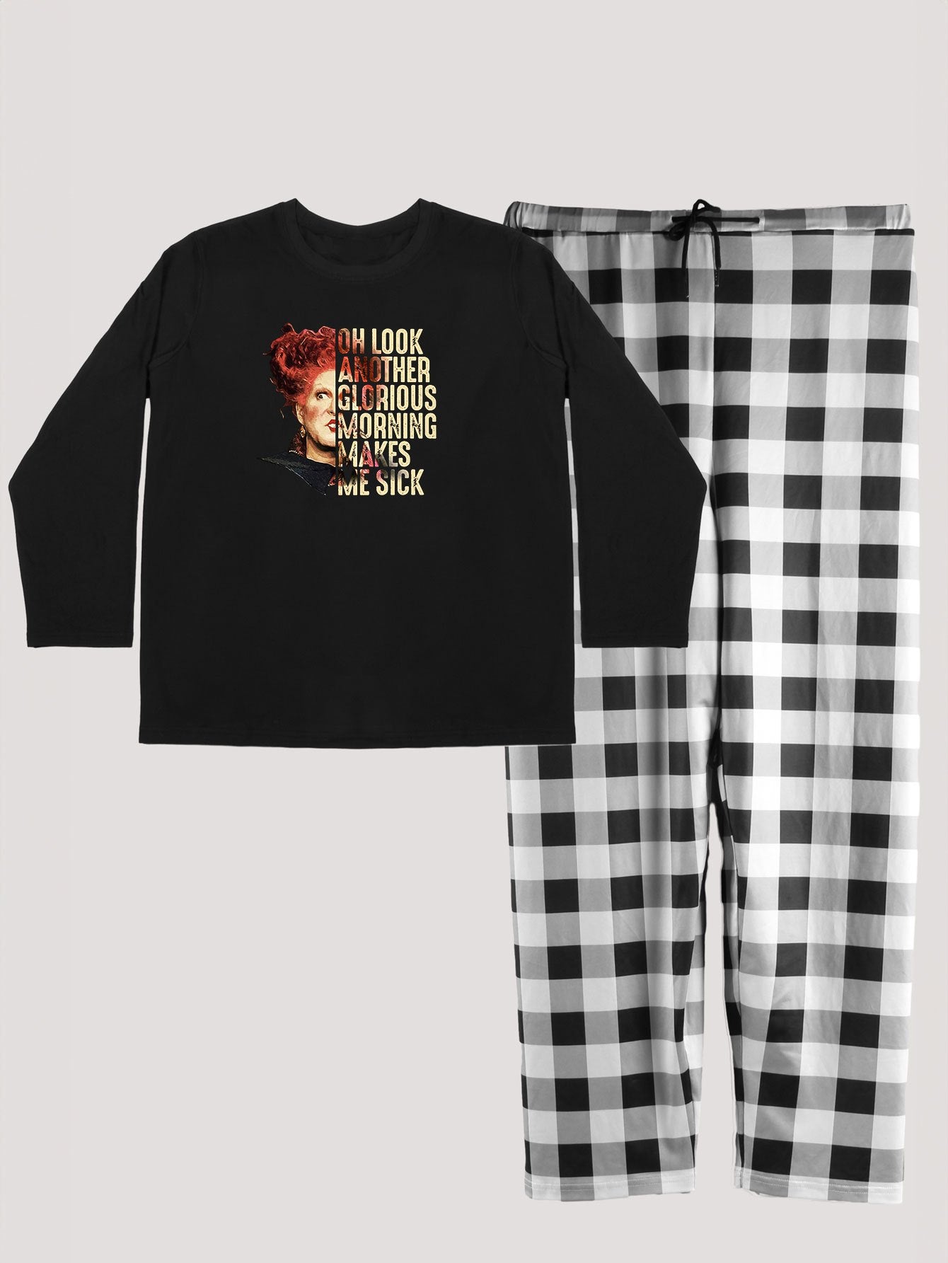  Witch Print Tee & Plaid Pants Lounge Set