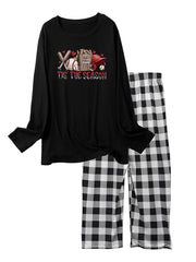 Baseball Print Pajama Set Long Sleeve Crew Neck Top & Pants
