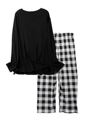 Baseball Print Pajama Set Long Sleeve Crew Neck Top & Pants