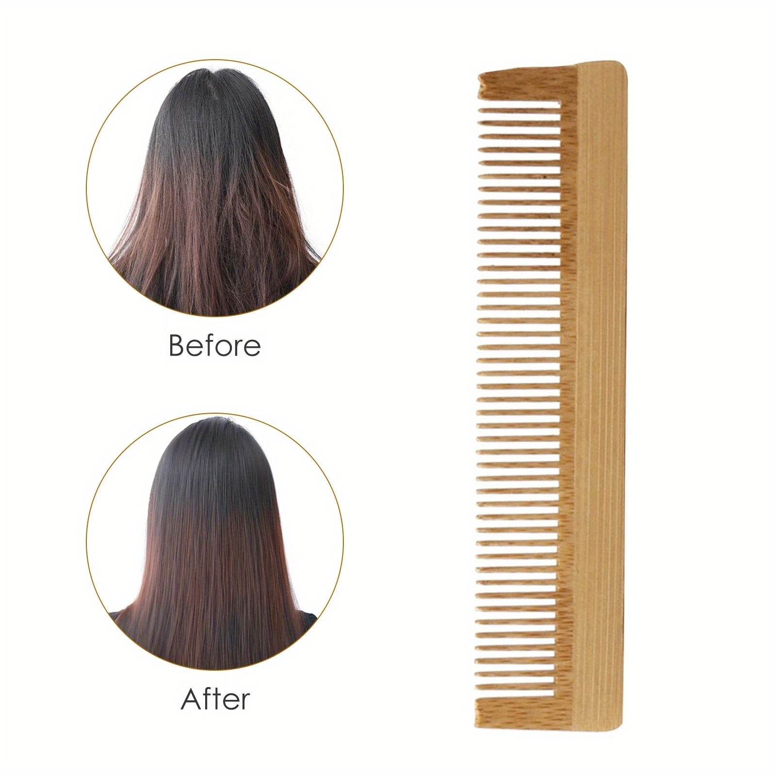 Natural Anti Static Bamboo Massage Hair Comb for Scalp Health Care