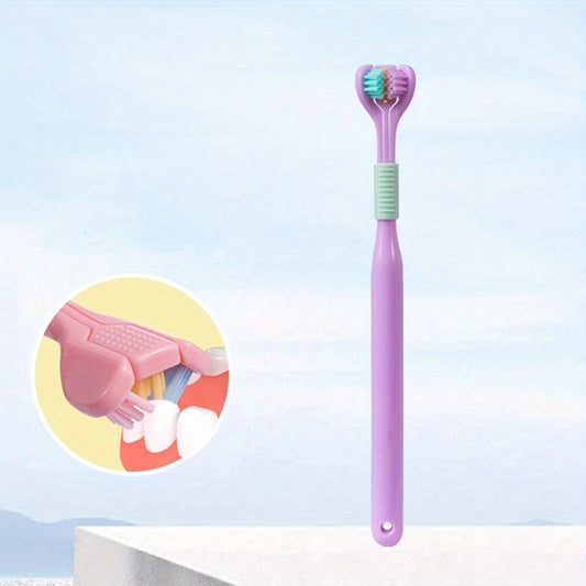 3-Sided Soft Bristle Travel Toothbrush for Adult Teeth & Gum Care