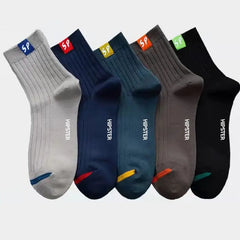 5 Pairs Men's Outdoor Casual Cotton Mid Calf Socks