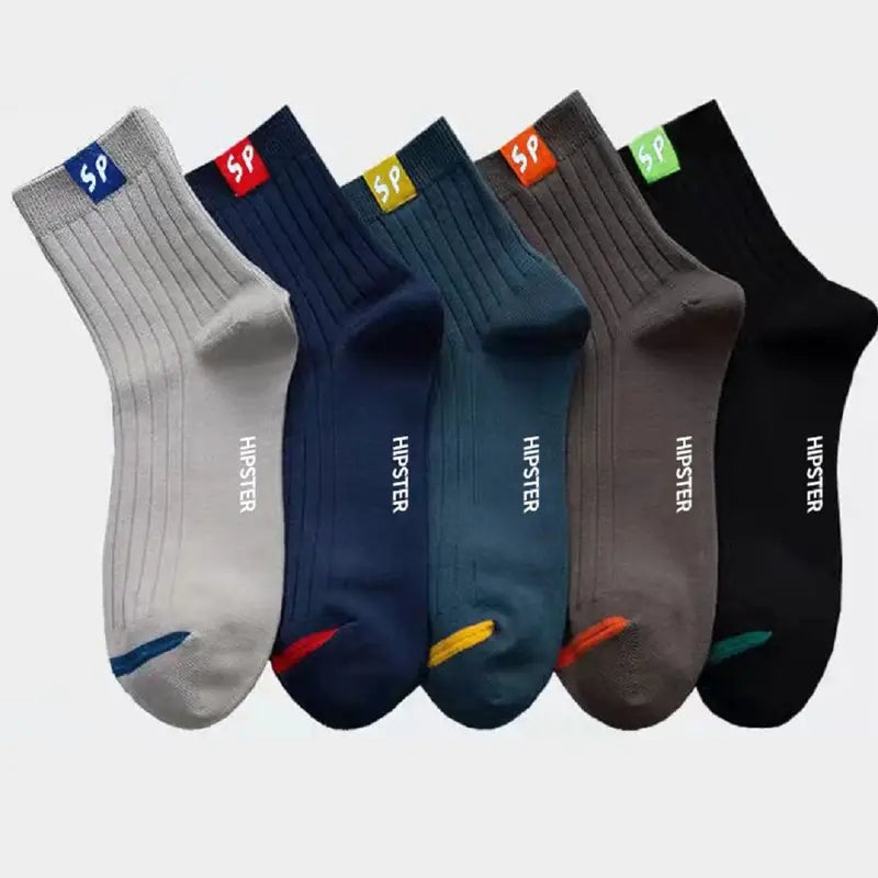 5 Pairs Men's Outdoor Casual Cotton Mid Calf Socks