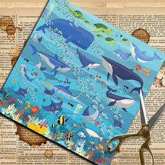 20pcs Large Size Marine Organism Material Paper Retro Journal For Background DIY