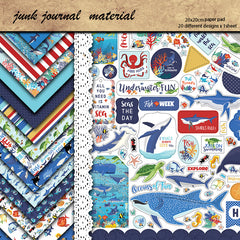 20pcs Large Size Marine Organism Material Paper Retro Journal For Background DIY