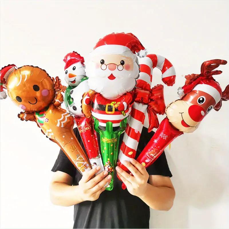 5pcs Christmas Party Balloons Santa Claus Snowman Candy Cane Decoration