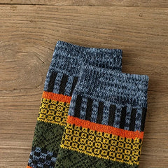 5 Pairs Men's Striped Crew Socks Thick Warm Winter Couple Christmas Socks