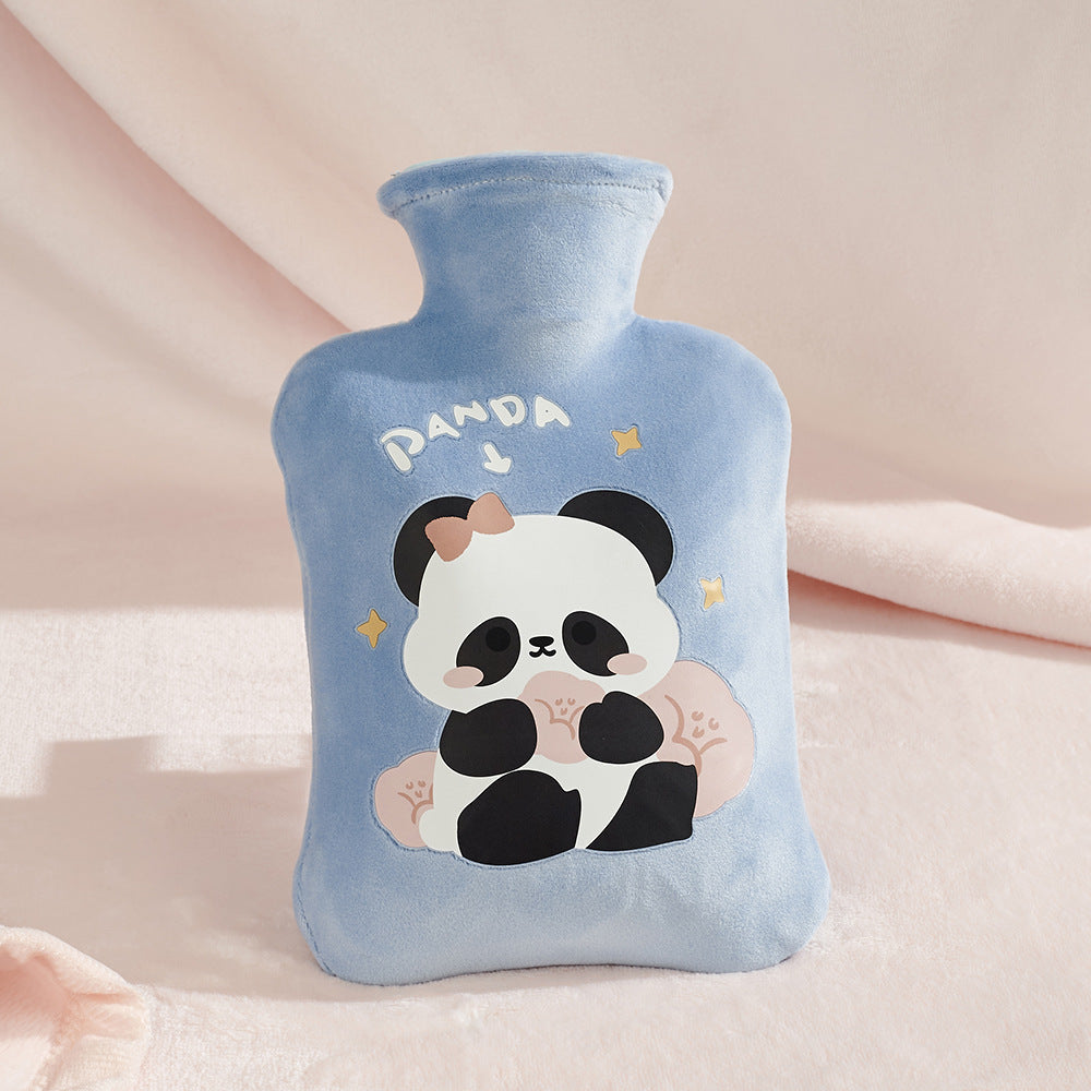 Portable Explosion-proof Hand Warmer Plush Cover Cartoon Pattern Hot Water Bag