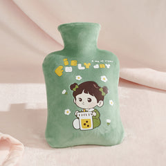 Portable Explosion-proof Hand Warmer Plush Cover Cartoon Pattern Hot Water Bag