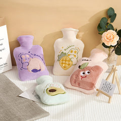 Portable Explosion-proof Hand Warmer Plush Cover Cartoon Pattern Hot Water Bag