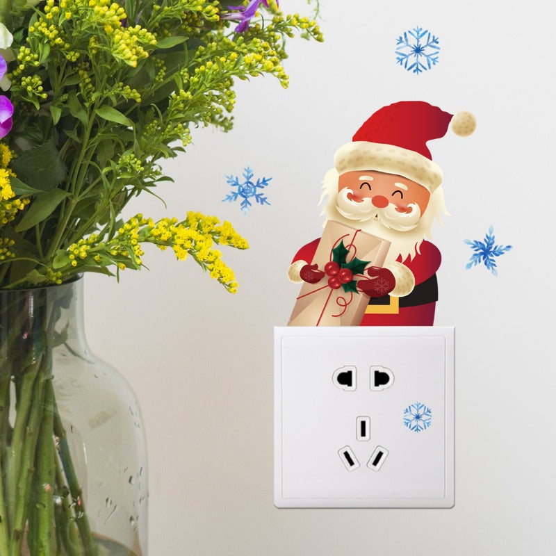 Christmas Santa Claus Switch Sticker Glow in Dark Bedroom Living Room Wall Decor