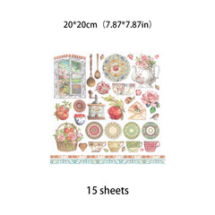 15pcs Large Retro Graner Paper Journal For DIY Gift Arts Crafts