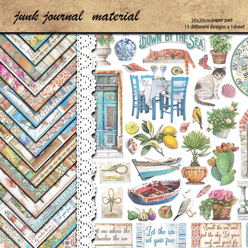 15pcs Large Retro Dream Material Paper Journal For Background DIY Gift