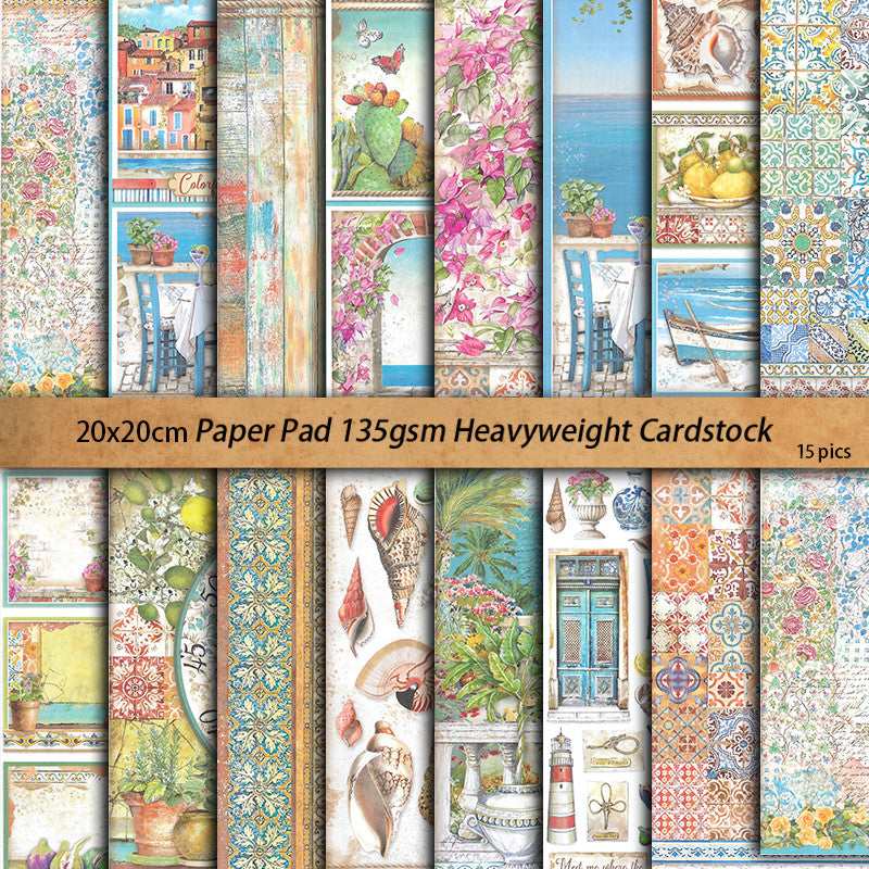 15pcs Large Retro Dream Material Paper Journal For Background DIY Gift