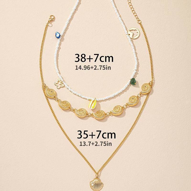 Layer Patchwork Necklace Personality Temperament Pearl Shell Necklace