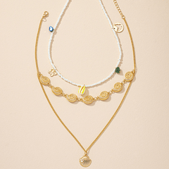 Layer Patchwork Necklace Personality Temperament Pearl Shell Necklace
