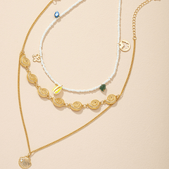 Layer Patchwork Necklace Personality Temperament Pearl Shell Necklace