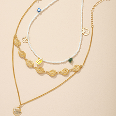 Layer Patchwork Necklace Personality Temperament Pearl Shell Necklace