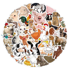 60pcs Farm Animal Vinyl Waterproof Stickers Water Bottle Laptop Phone Luggage
