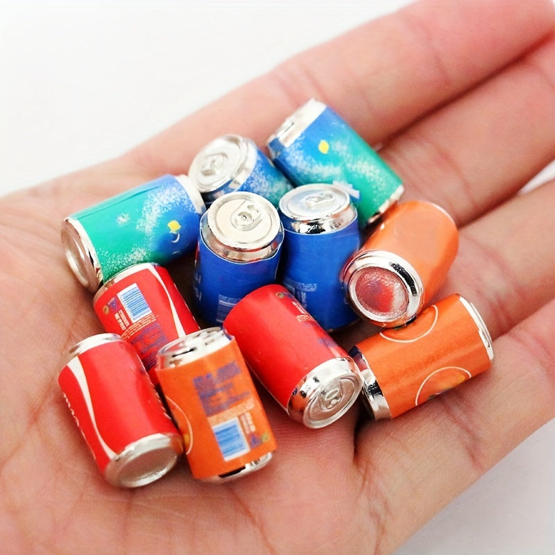 4pcs Metal Soda Cans 1:12 Scale Dollhouse & Bar Accessories - Vibrant Colors