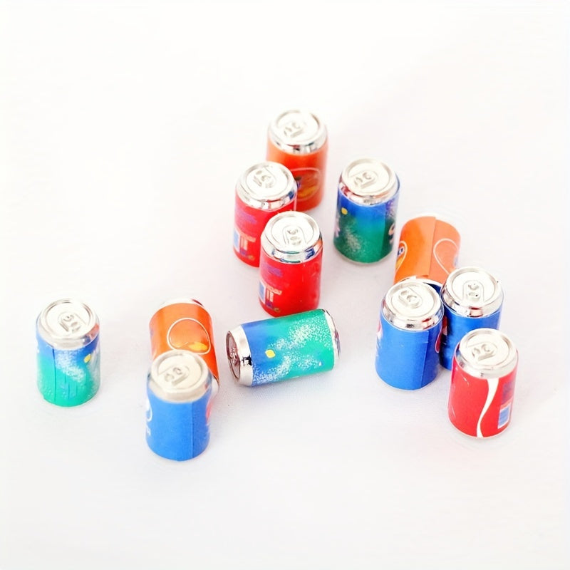 4pcs Metal Soda Cans 1:12 Scale Dollhouse & Bar Accessories - Vibrant Colors