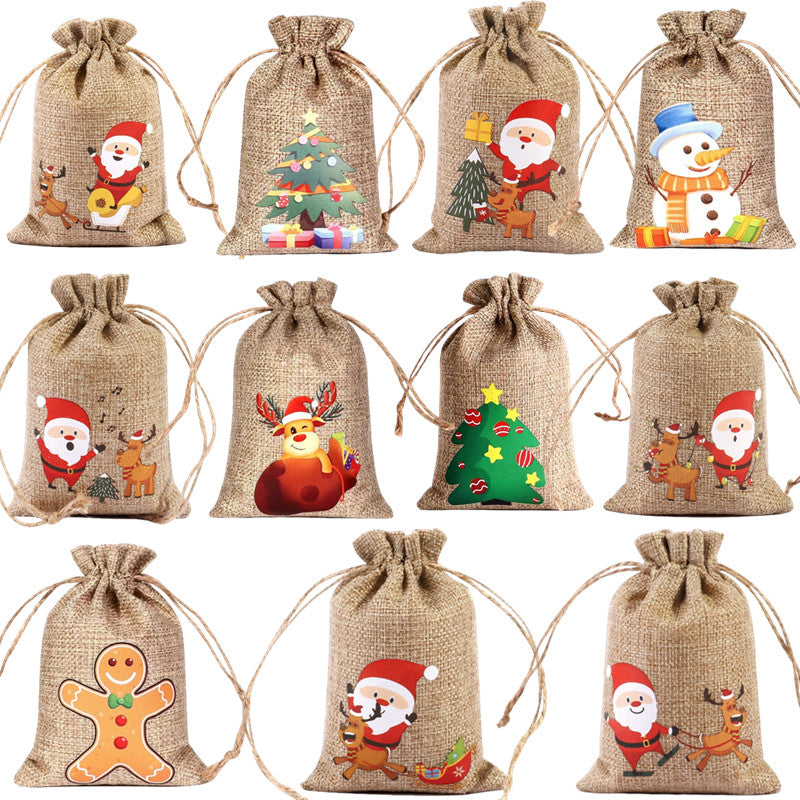 11pcs Christmas Gift Bags 15x10cm Cloth Bags for Tree Decoration