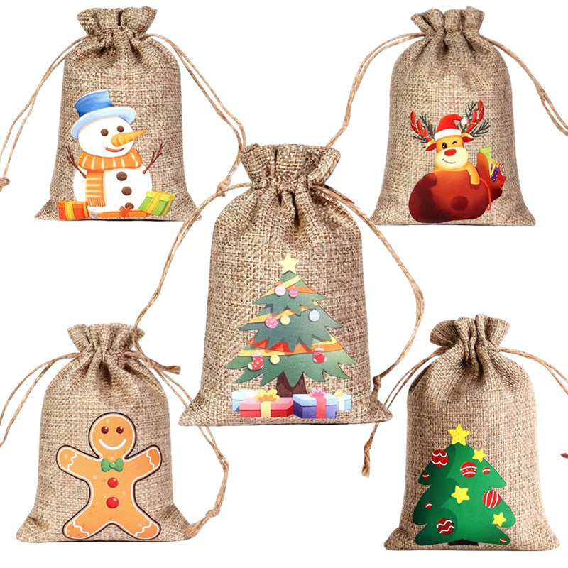 11pcs Christmas Gift Bags 15x10cm Cloth Bags for Tree Decoration