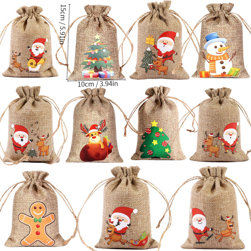 11pcs Christmas Gift Bags 15x10cm Cloth Bags for Tree Decoration