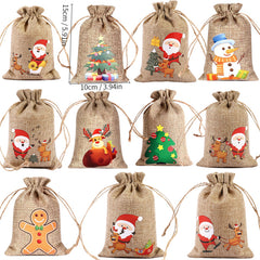11pcs Christmas Gift Bags 15x10cm Cloth Bags for Tree Decoration