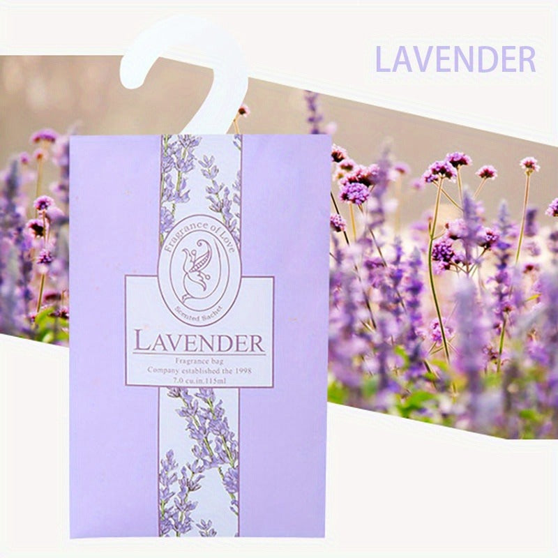 6pcs Scented Sachets Clothes Hanger Bag Set Lavender Jasmine Lily Rose Ocean Lem