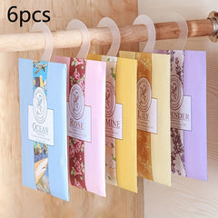 6pcs Scented Sachets Clothes Hanger Bag Set Lavender Jasmine Lily Rose Ocean Lem