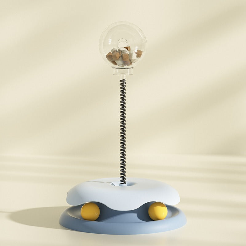 Cat Toy Turntable Spring Ball Feeder for Entertainment