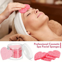2pcs Heart Shape Facial Sponges With Container