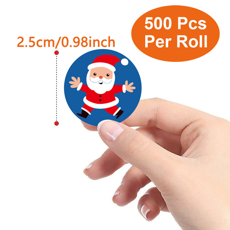 500pcs Roll Christmas Stickers Santa Claus Holiday Decoration Self-adhesive Stic