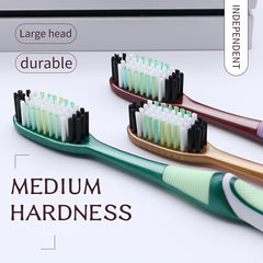 6pcs Medium Hard Hair Toothbrush 6 Independent Packs Big Head Adult Family Pack