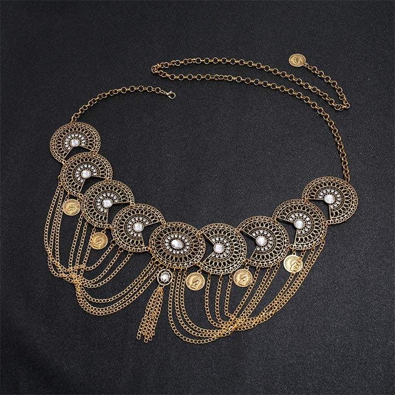 Retro Style Coin Charm Tassel Waist Chain Daily Decorative Accessories