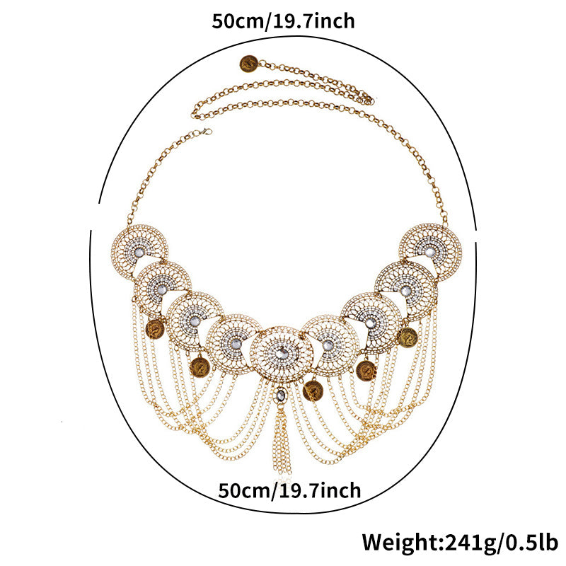 Retro Style Coin Charm Tassel Waist Chain Daily Decorative Accessories