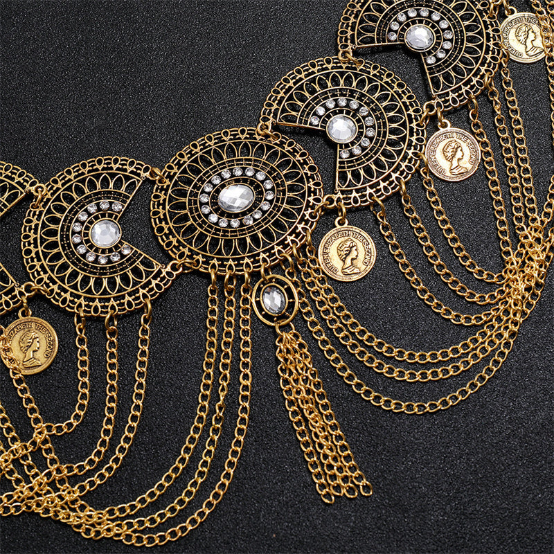 Retro Style Coin Charm Tassel Waist Chain Daily Decorative Accessories