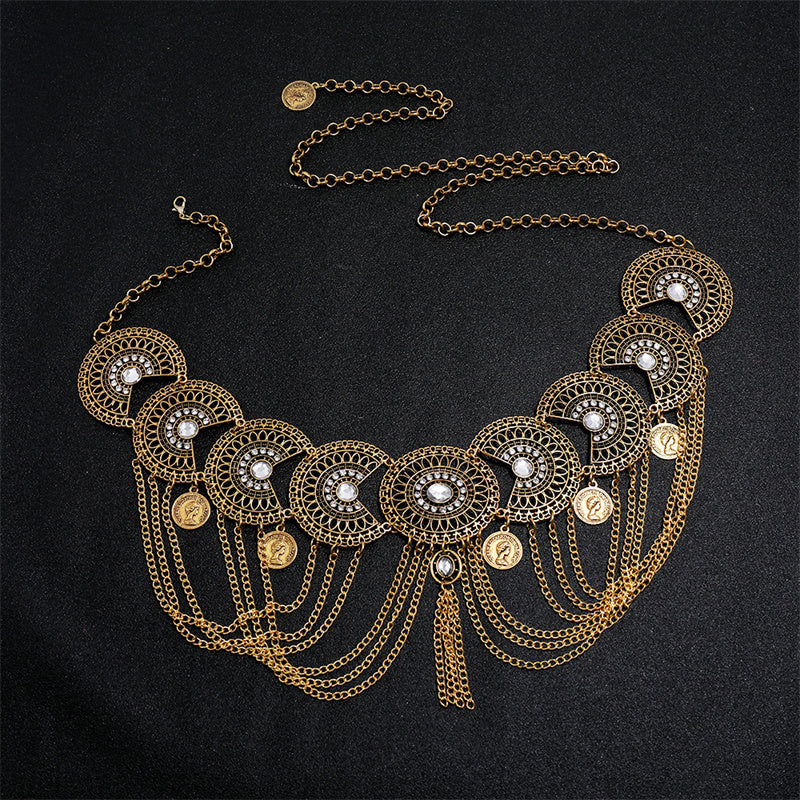 Retro Style Coin Charm Tassel Waist Chain Daily Decorative Accessories