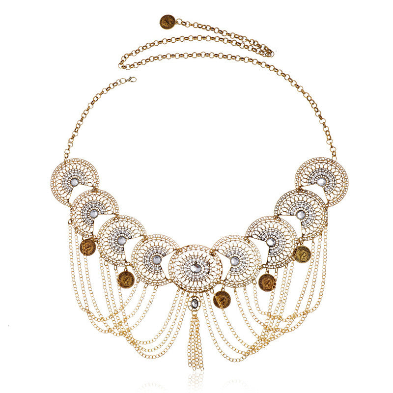 Retro Style Coin Charm Tassel Waist Chain Daily Decorative Accessories