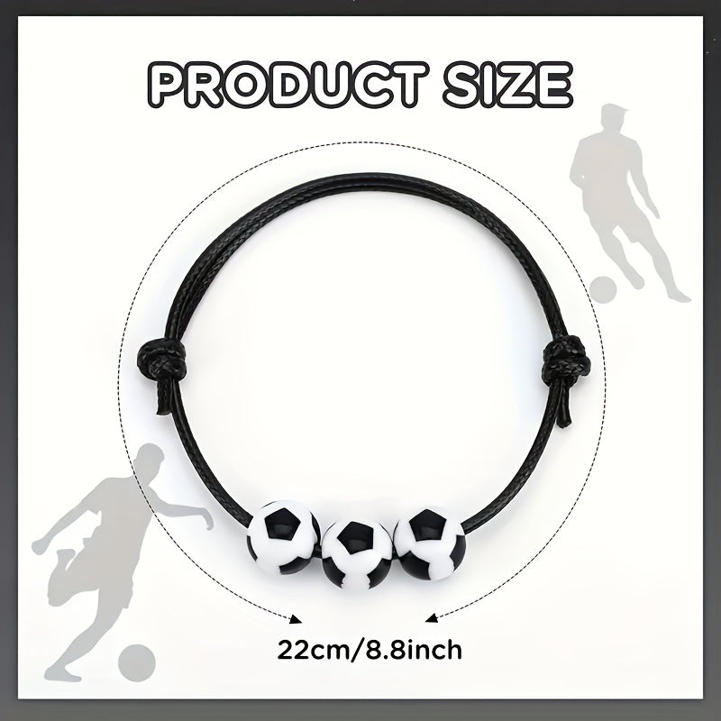 Sports Charm Bracelets Set of 12 or 20, Adjustable Beaded Ball Bracelets