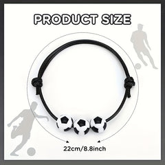 Sports Charm Bracelets Set of 12 or 20, Adjustable Beaded Ball Bracelets