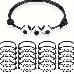 Sports Charm Bracelets Set of 12 or 20, Adjustable Beaded Ball Bracelets